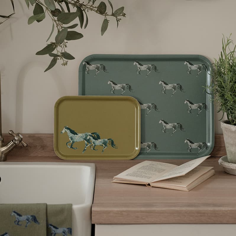 Grey Horse Printed Tray