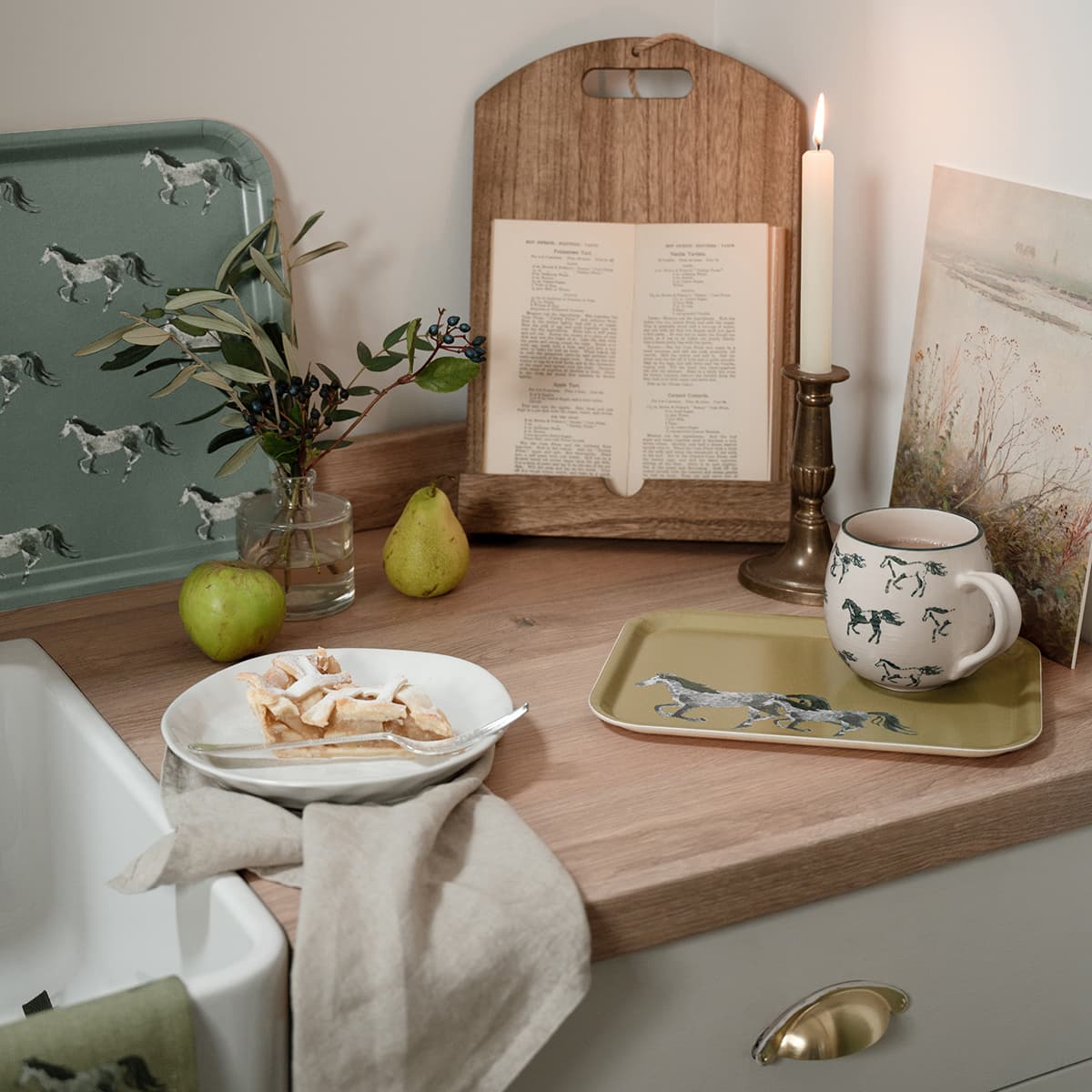Grey Horse Printed Tray