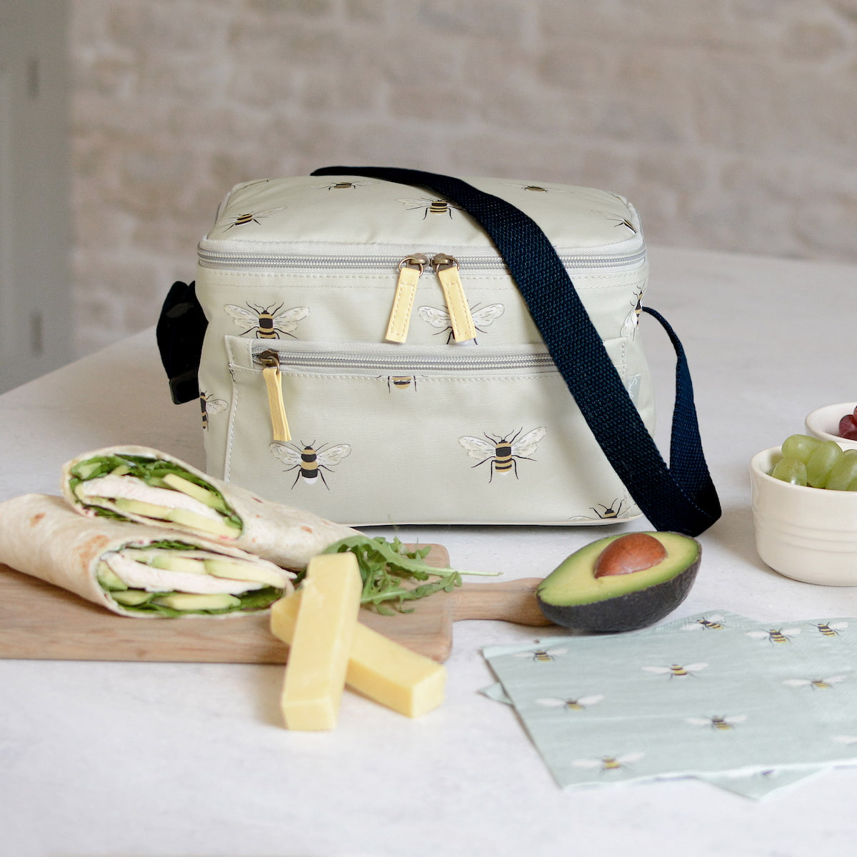 Bees Oilcloth Lunch Bag