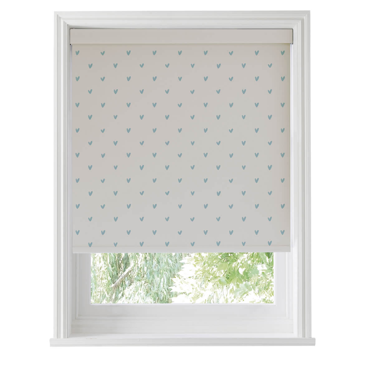 Hearts Duck Egg Roller Blind Sample