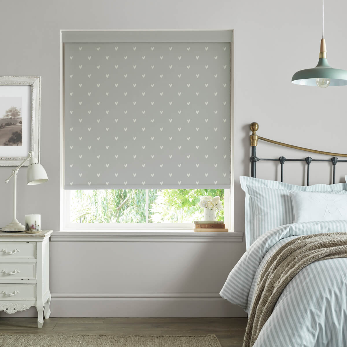 Hearts Grey Made to Measure Roller Blind