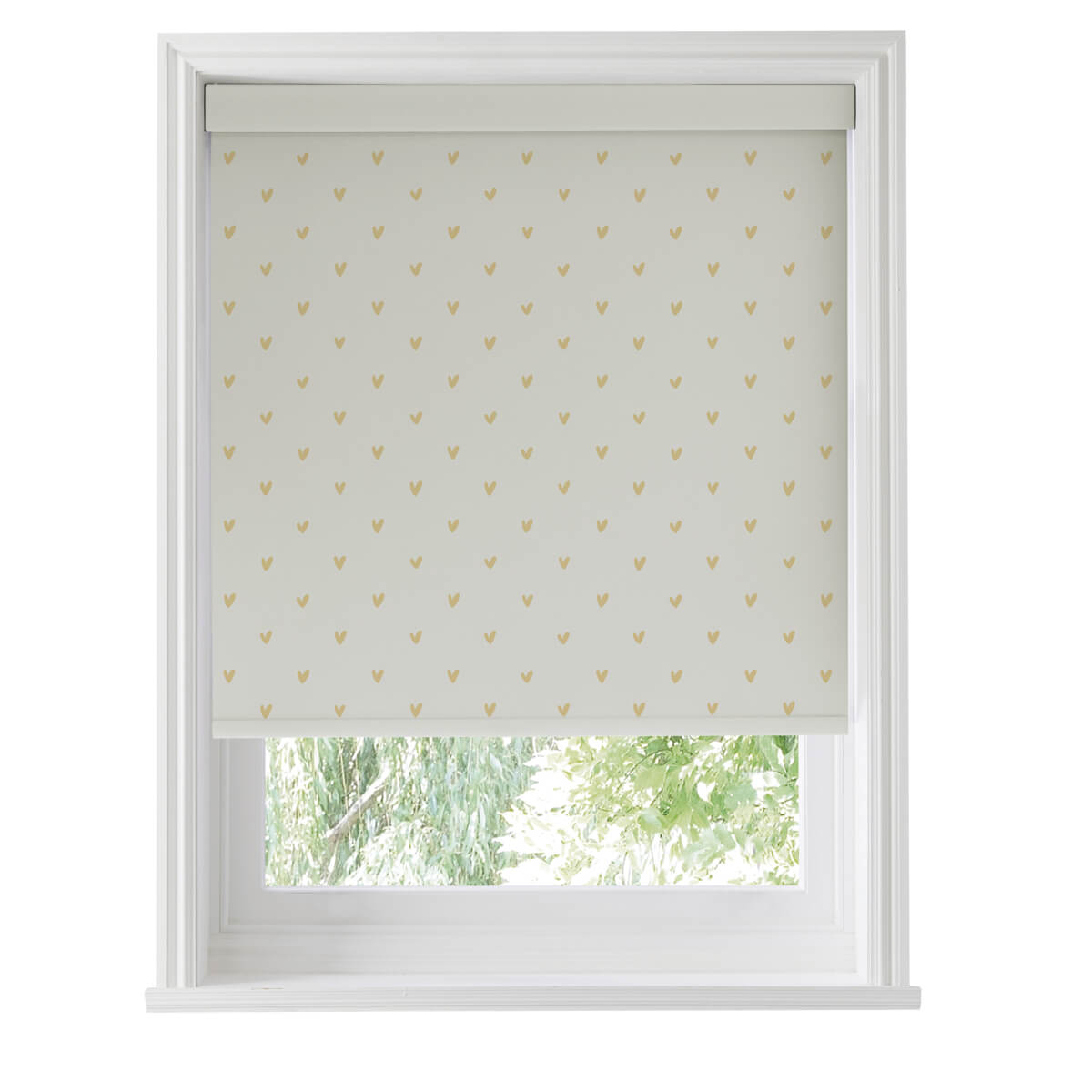 Hearts Soft Mustard Made to Measure Roller Blind