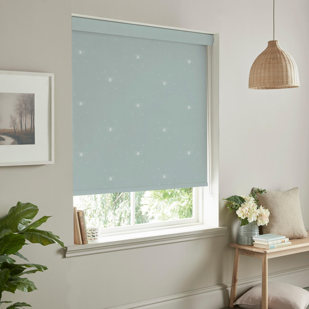 Bees Duck Egg Made to Measure Roller Blind