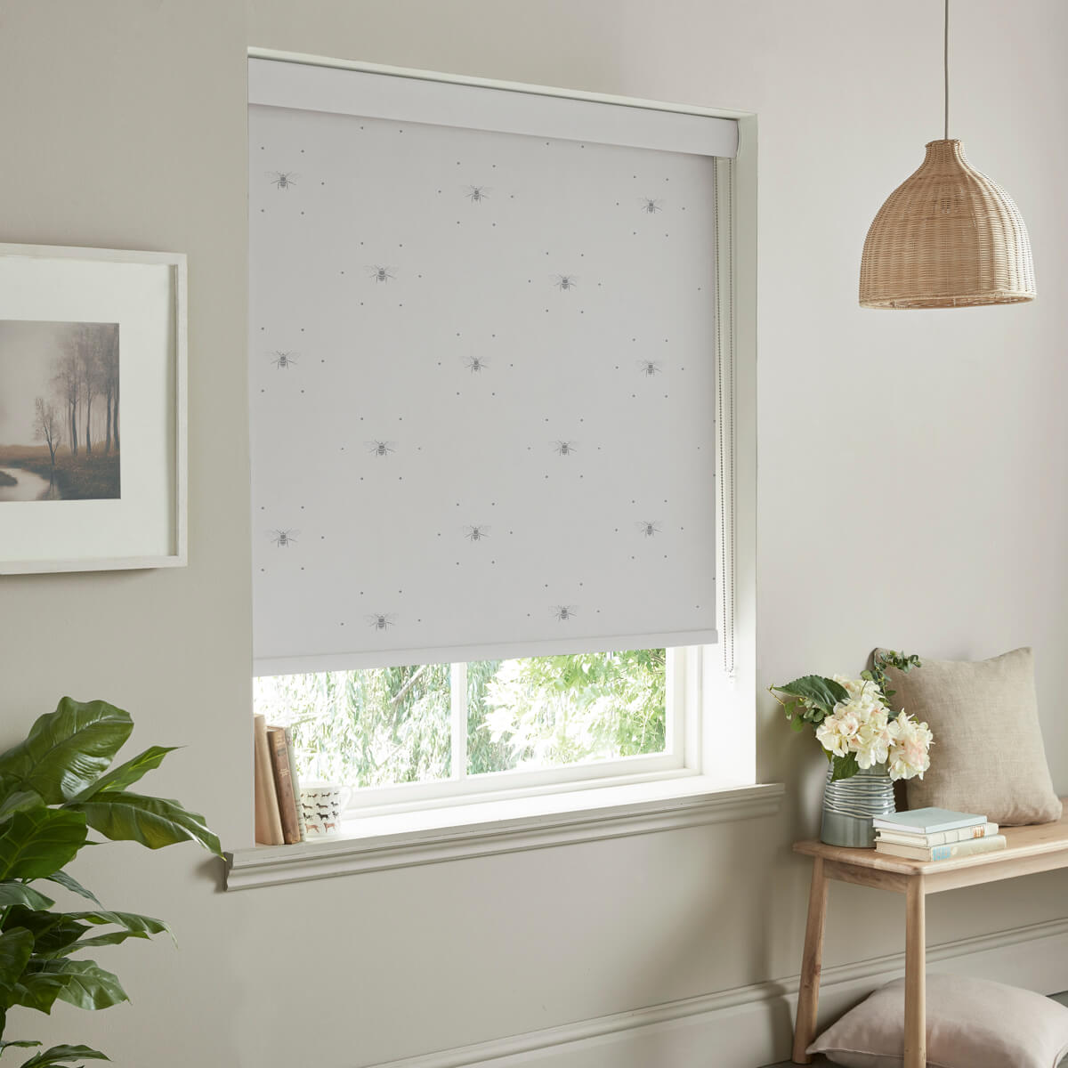 Bees Grey Made to Measure Roller Blind