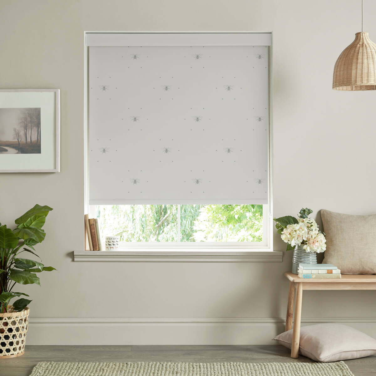 Bees Grey Made to Measure Roller Blind