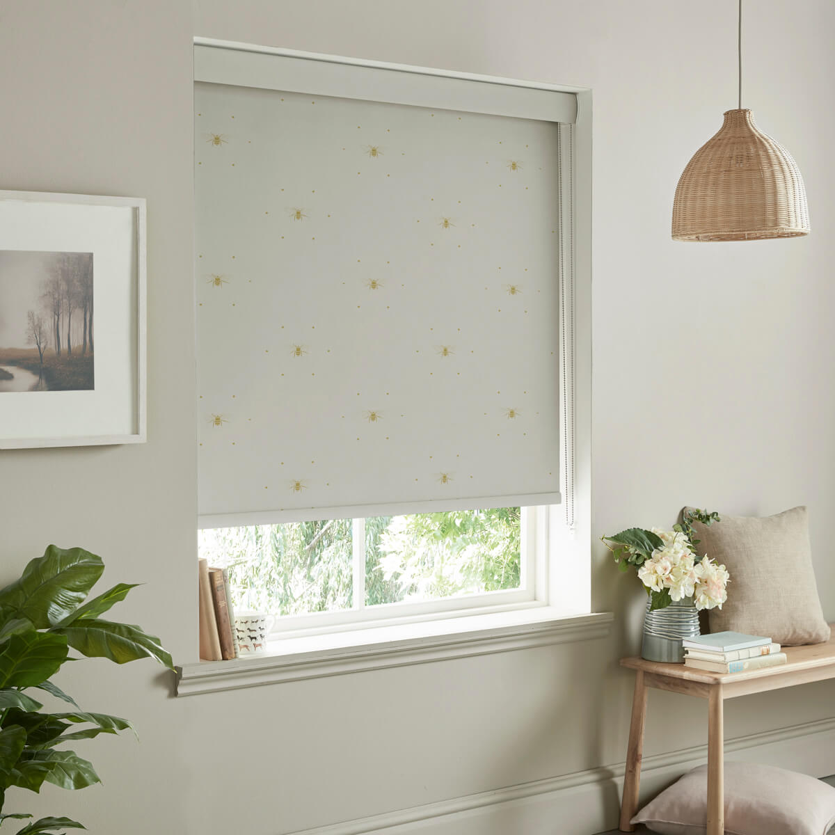Bees Ochre Made to Measure Roller Blind