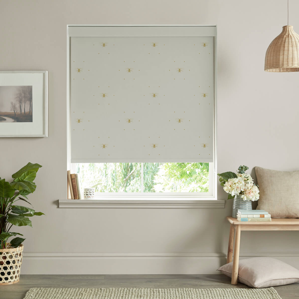 Bees Ochre Made to Measure Roller Blind
