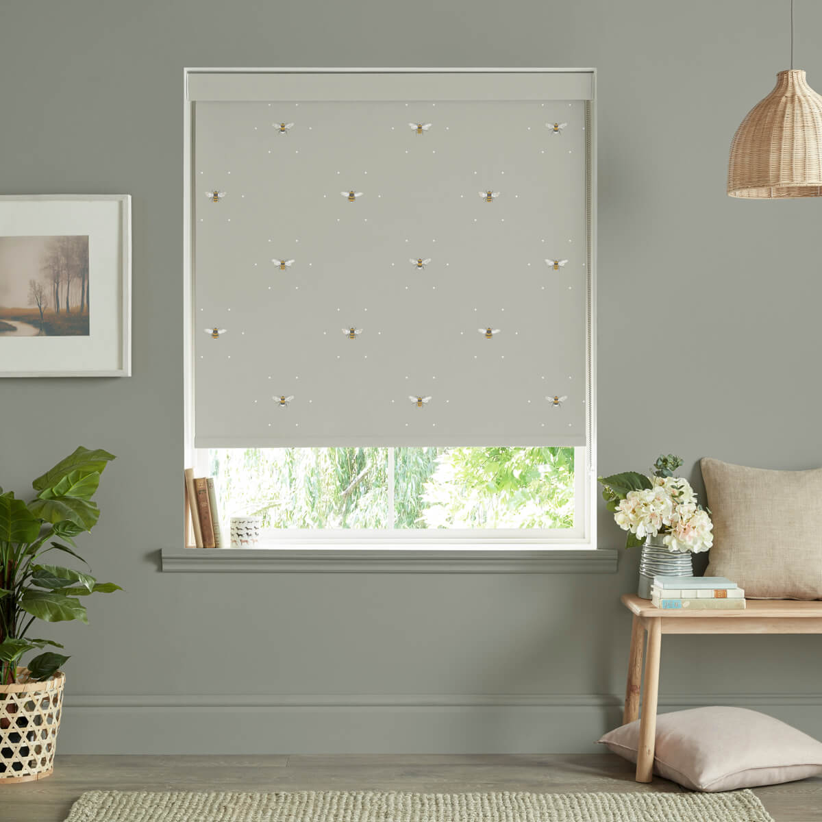 Bees Soft Linen Made to Measure Roller Blind