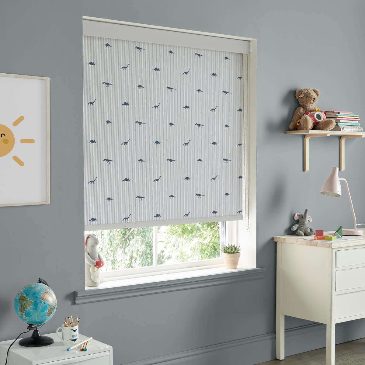 Dinosaurs Navy Made to Measure Roller Blind