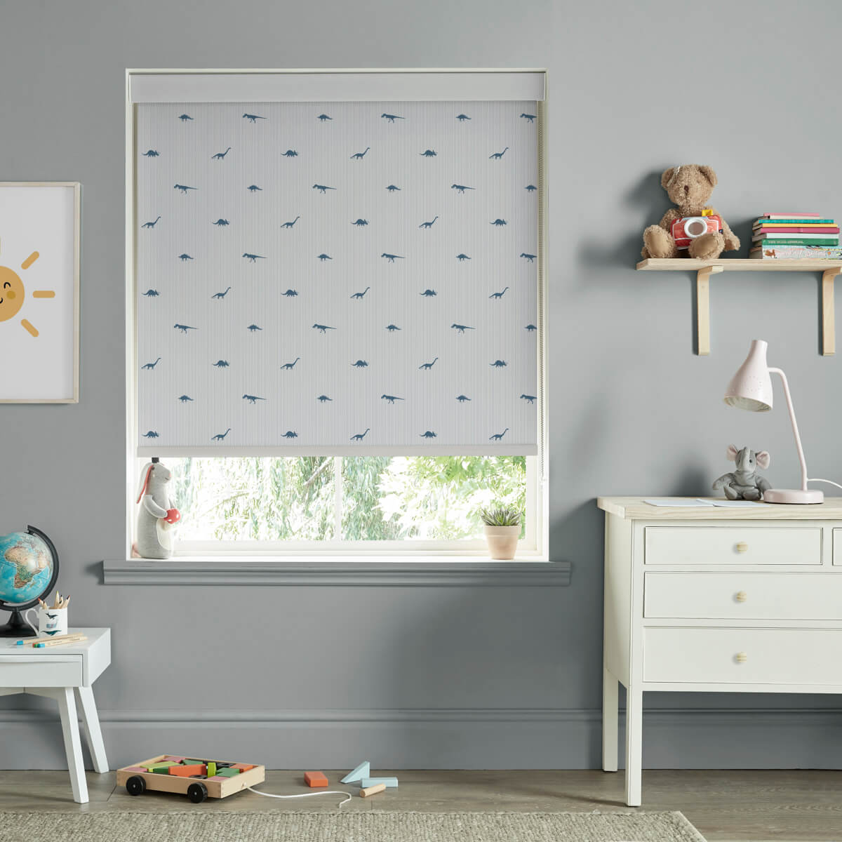 Dinosaurs Navy Made to Measure Roller Blind