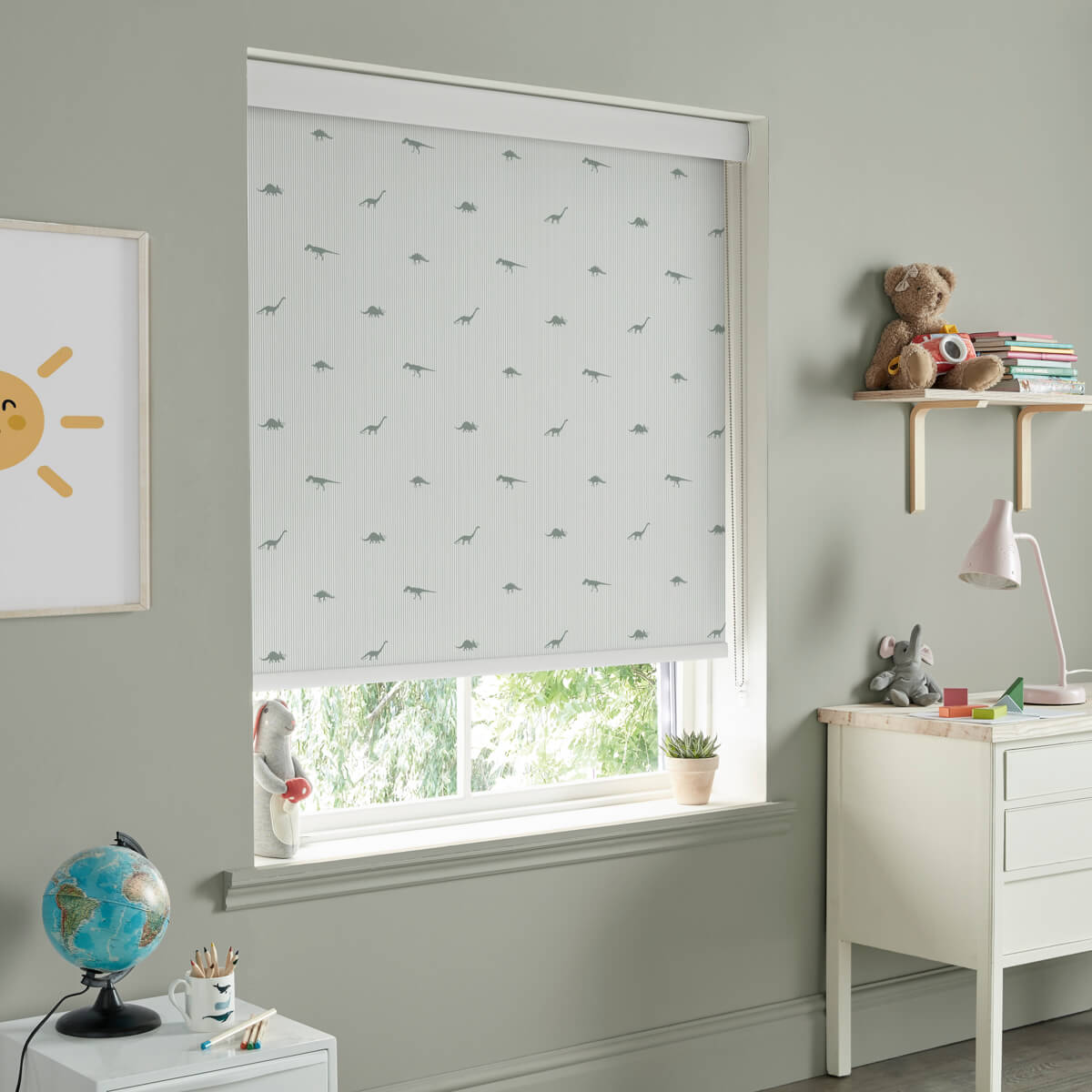 Dinosaurs Sage Roller Blind Sample