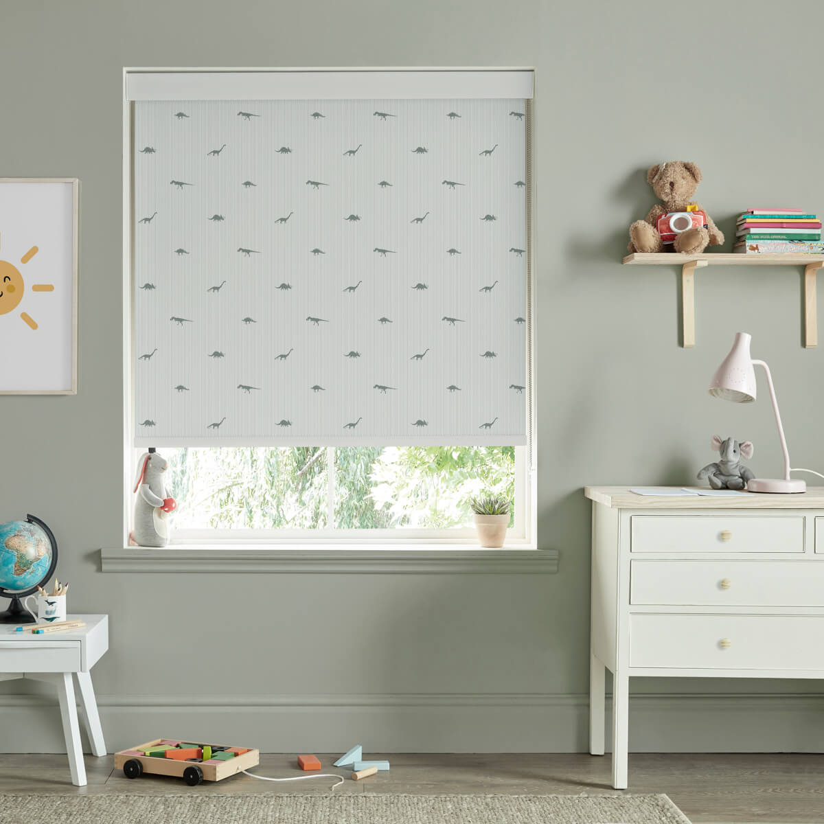 Dinosaurs Sage Made to Measure Roller Blind