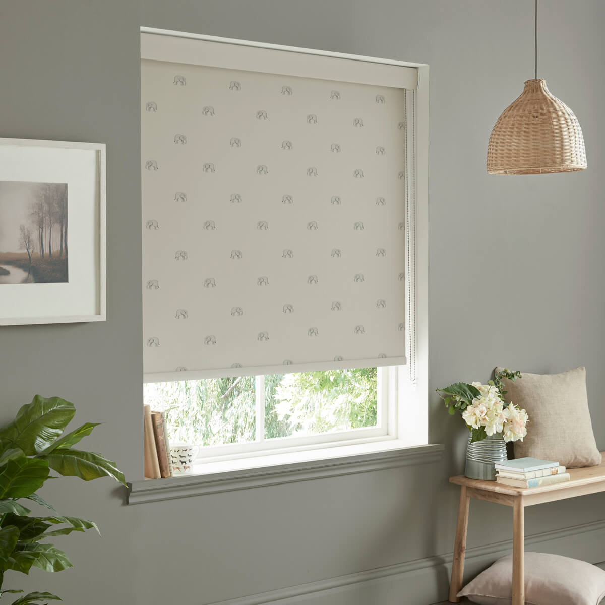 Elephant Linen Roller Blind Sample