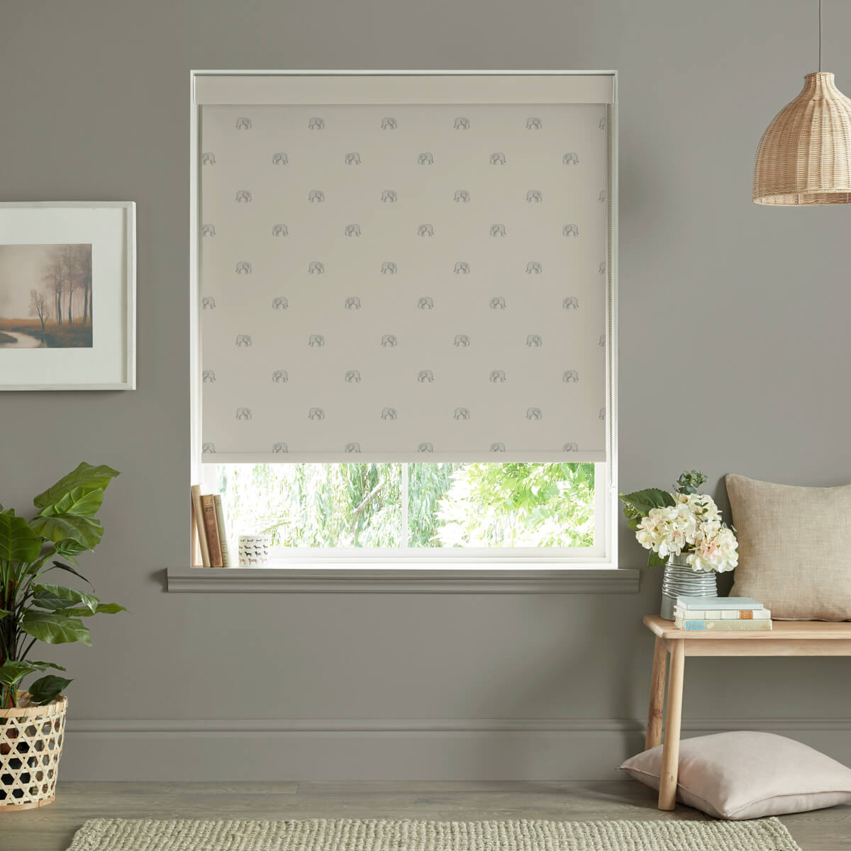 Elephant Linen Roller Blind Sample