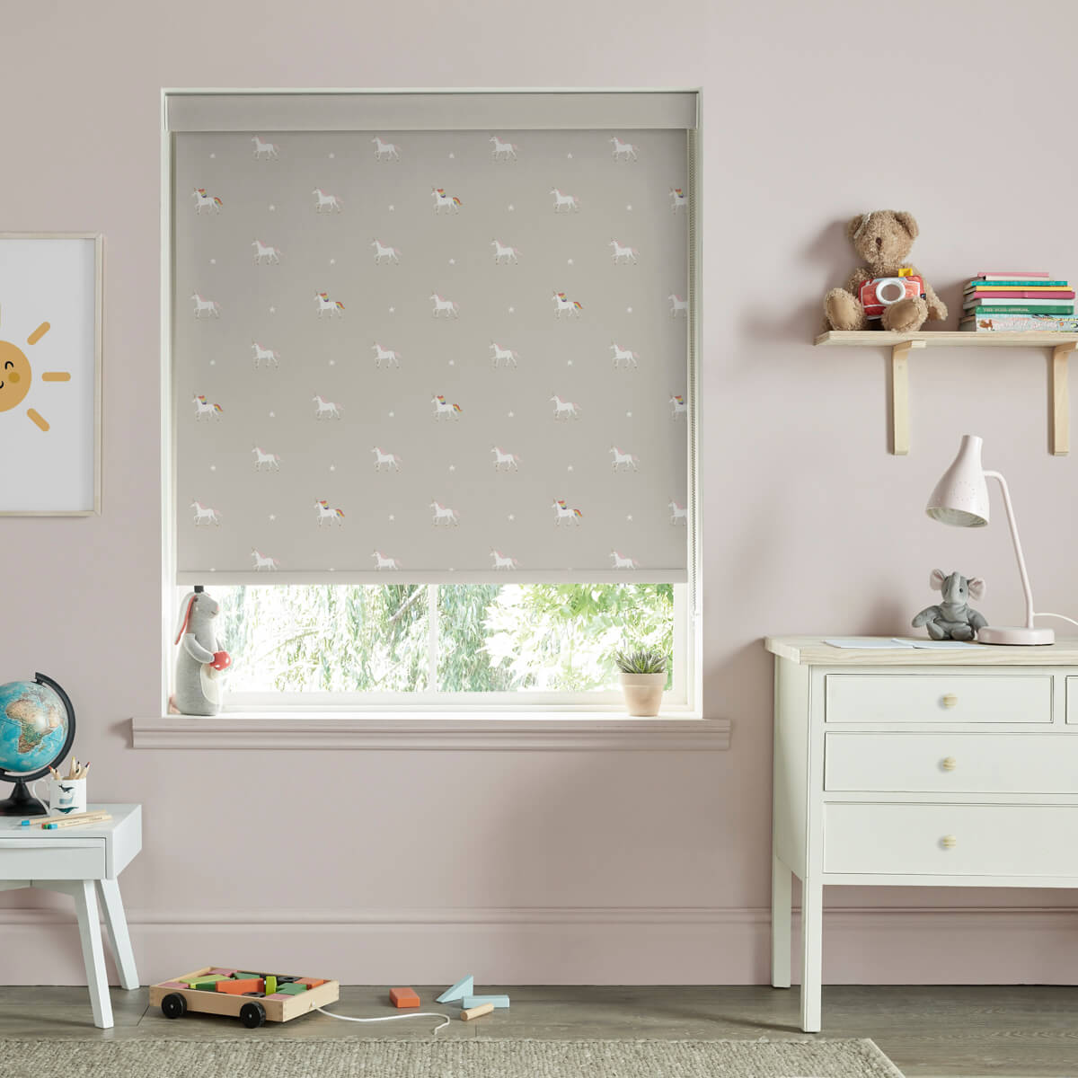 Unicorn Linen Roller Blind Sample