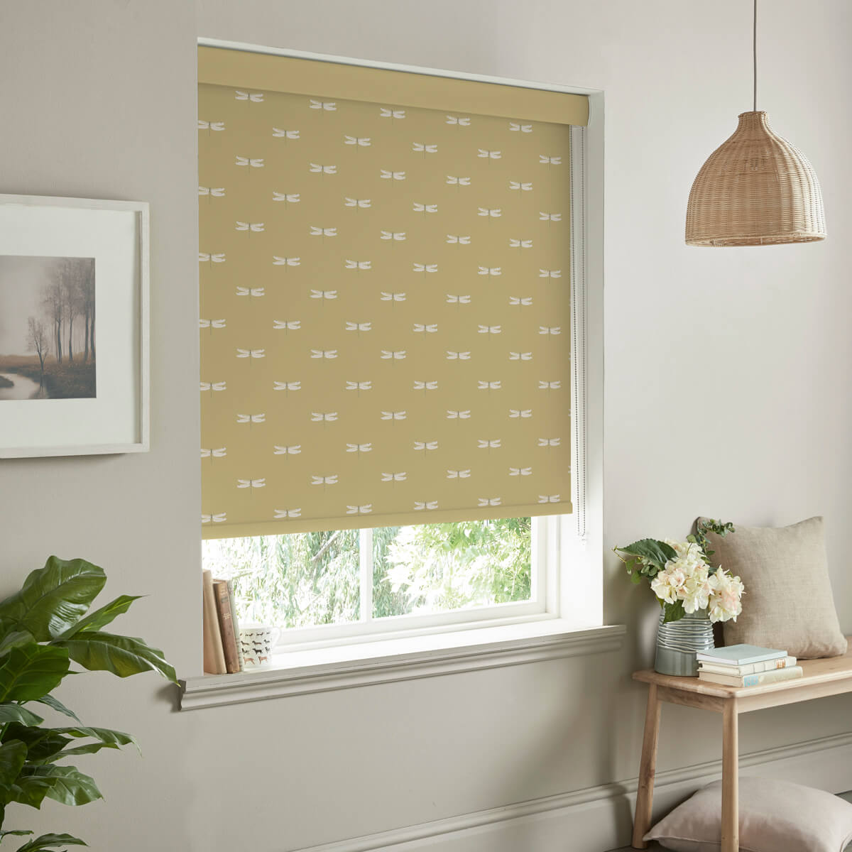 Dragonfly Deep Mustard Made to Measure Roller Blind