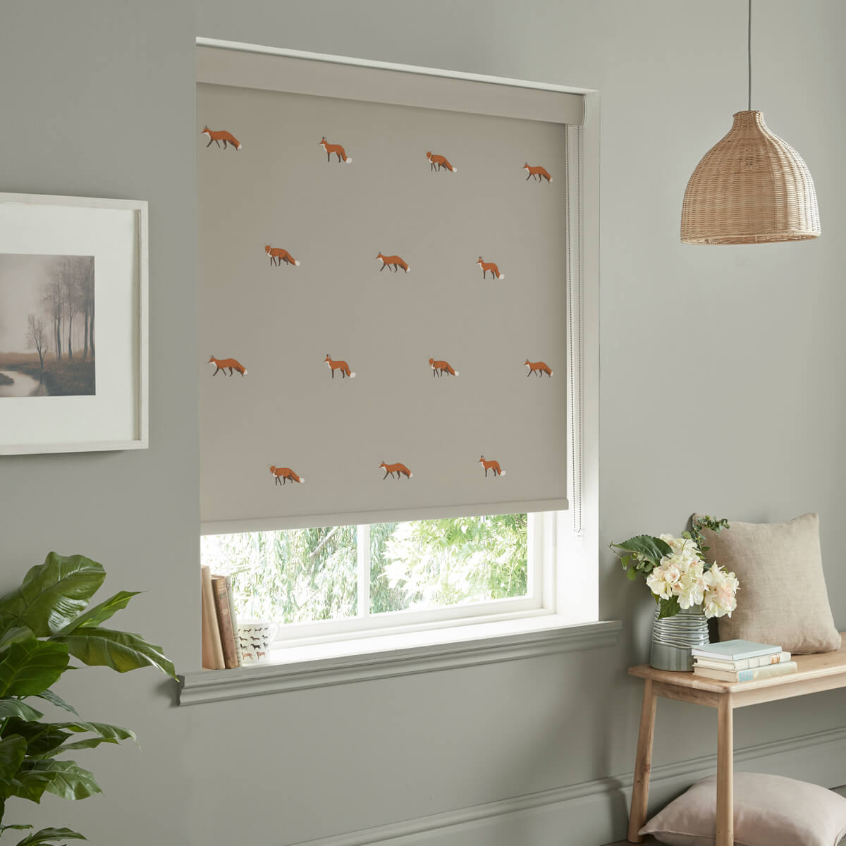 Foxes Soft Linen Roller Blind Sample