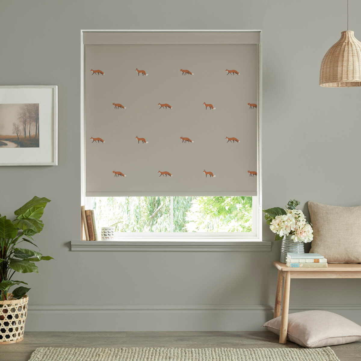 Foxes Soft Linen Roller Blind Sample