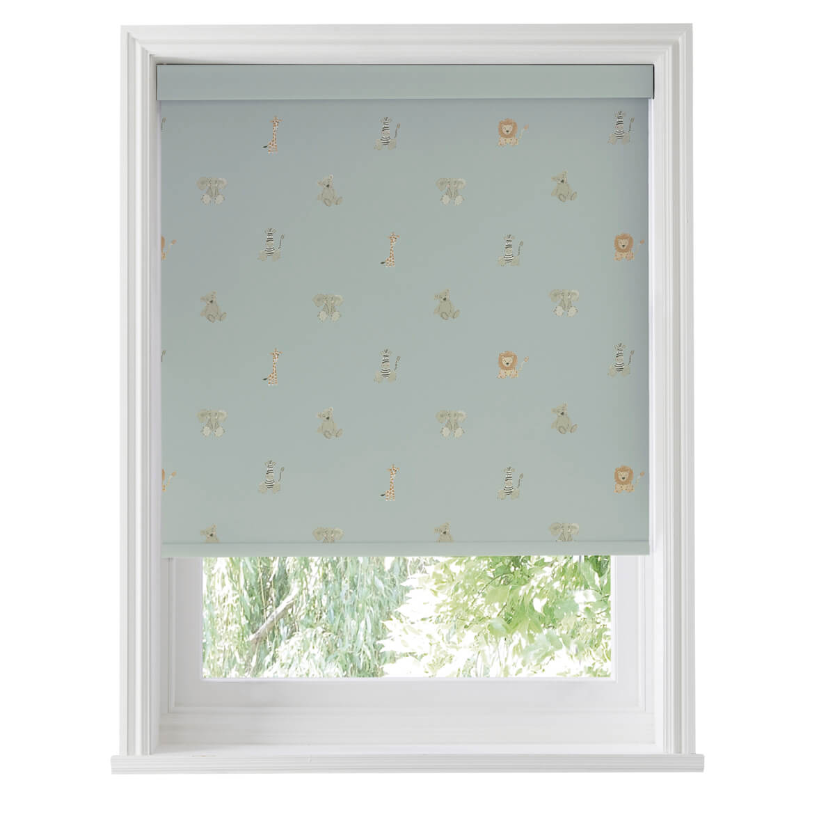 Bears & Balloons Sage Green Roller Blind Sample