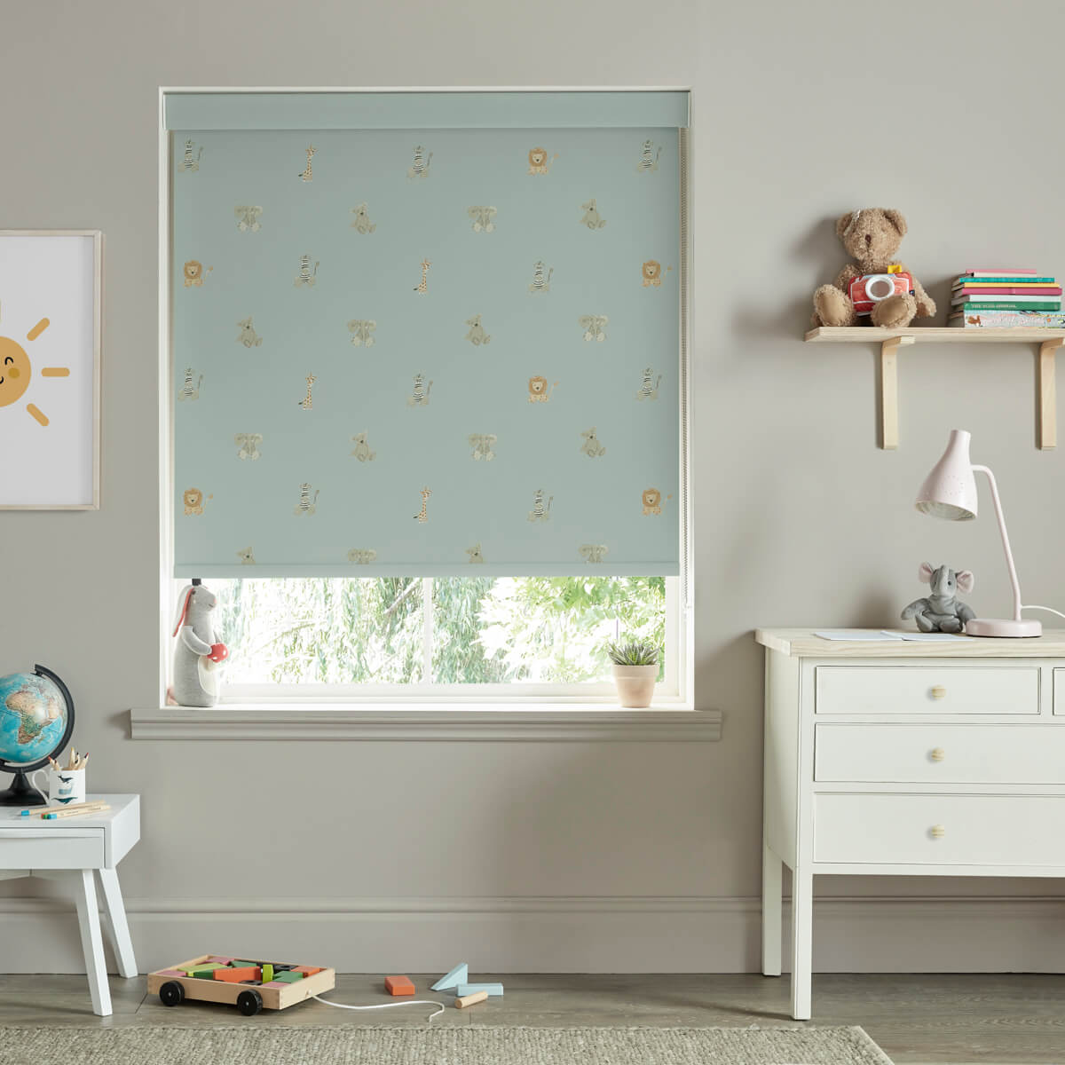Bears & Balloons Sage Green Made to Measure Roller Blind