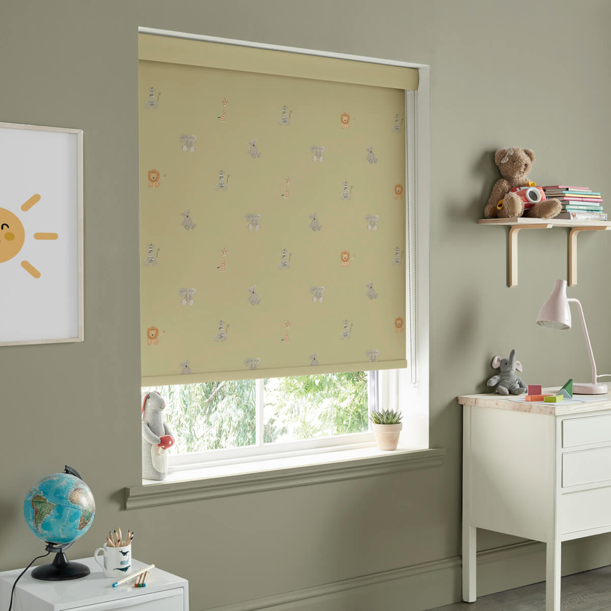 Bears & Balloons Soft Mustard Made to Measure Roller Blind