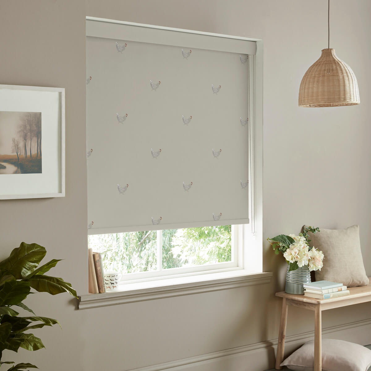 Chicken Natural Made to Measure Roller Blind Living Room
