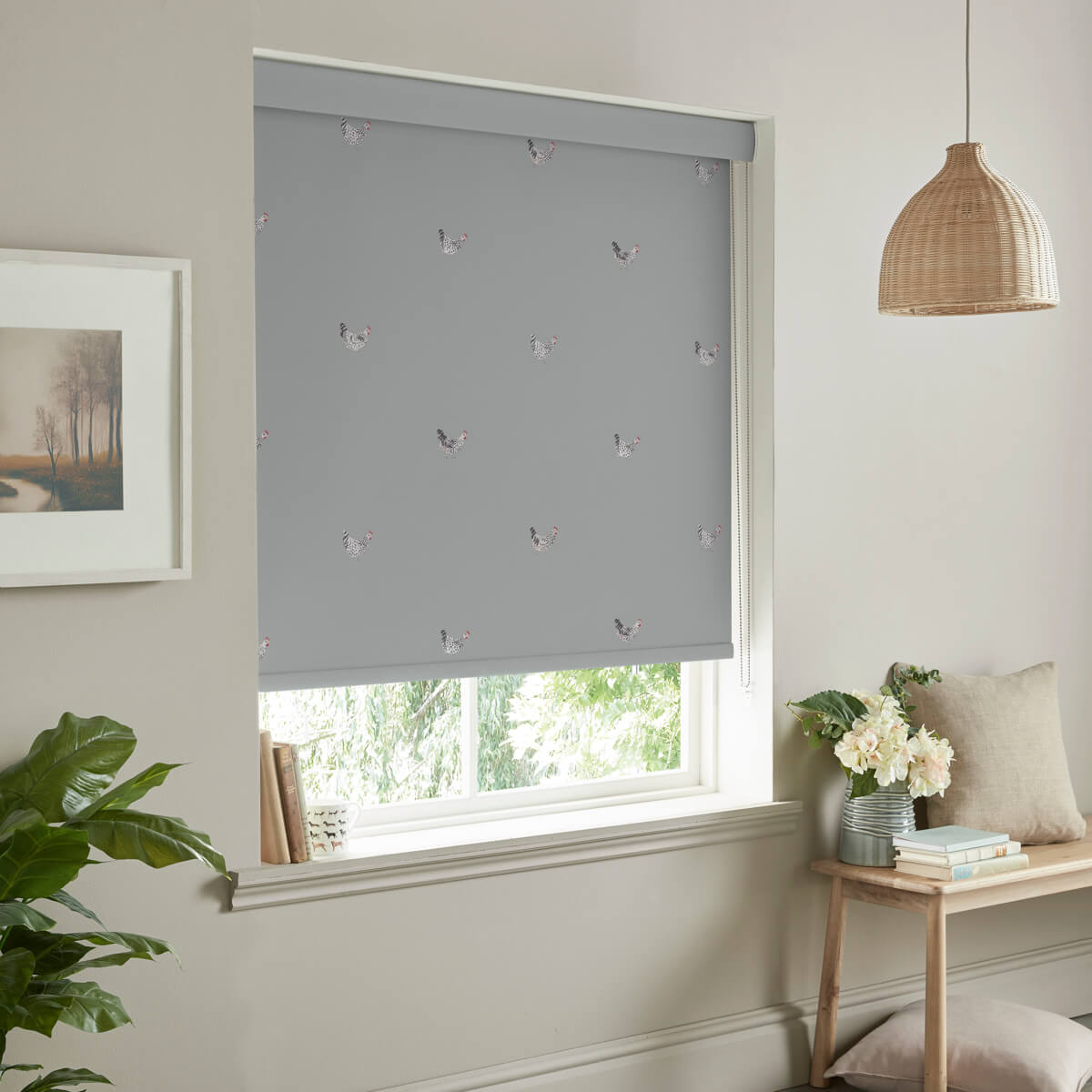 Chicken Pale Sage Blue Made to Measure Roller Blind