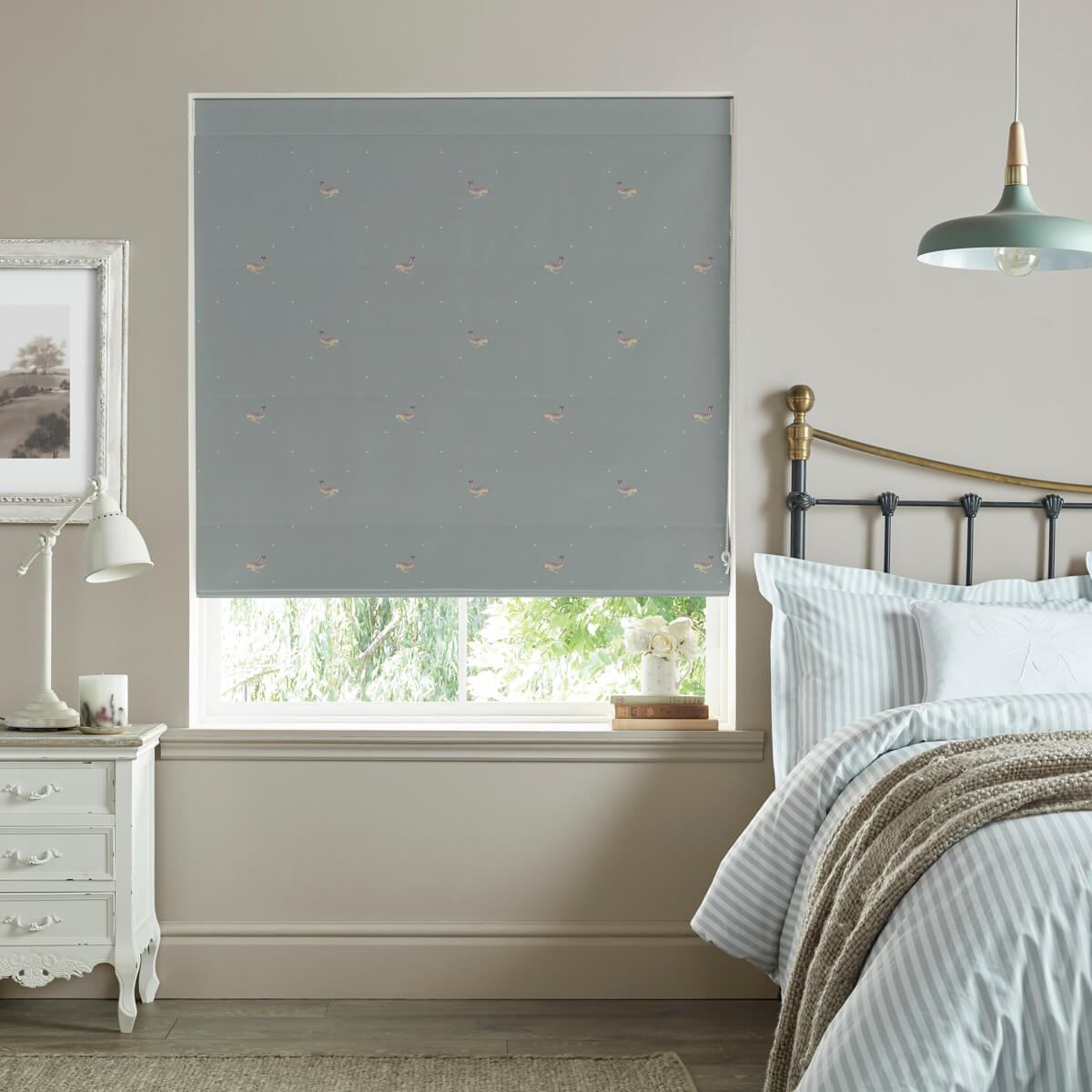 Hare Teal Blue Curtains/Roman Blind Sample