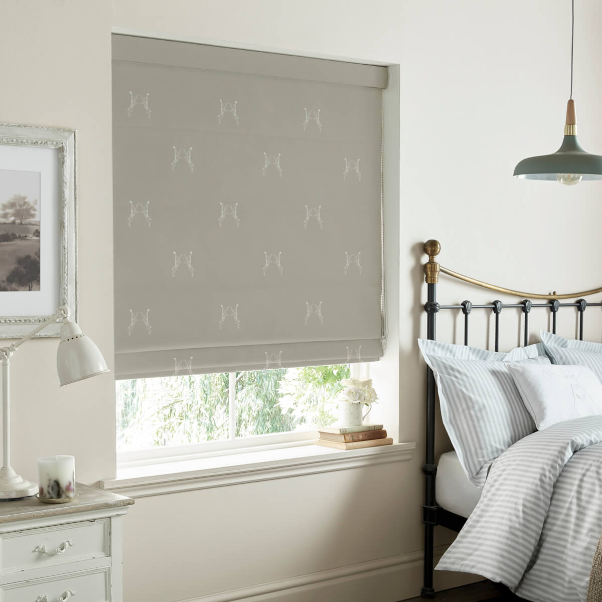 Boxing Hares Dove Made to Measure Roman Blind