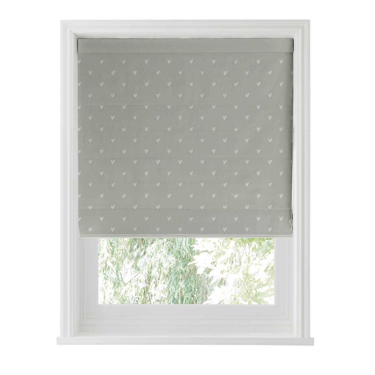 Hearts Grey Curtains/Roman Blind Sample