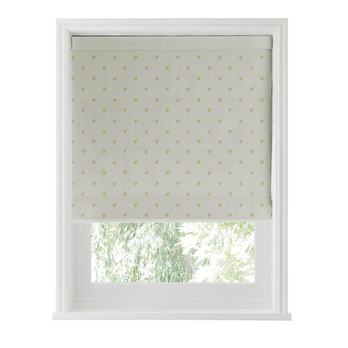 Hearts Soft Mustard Made to Measure Roman Blind