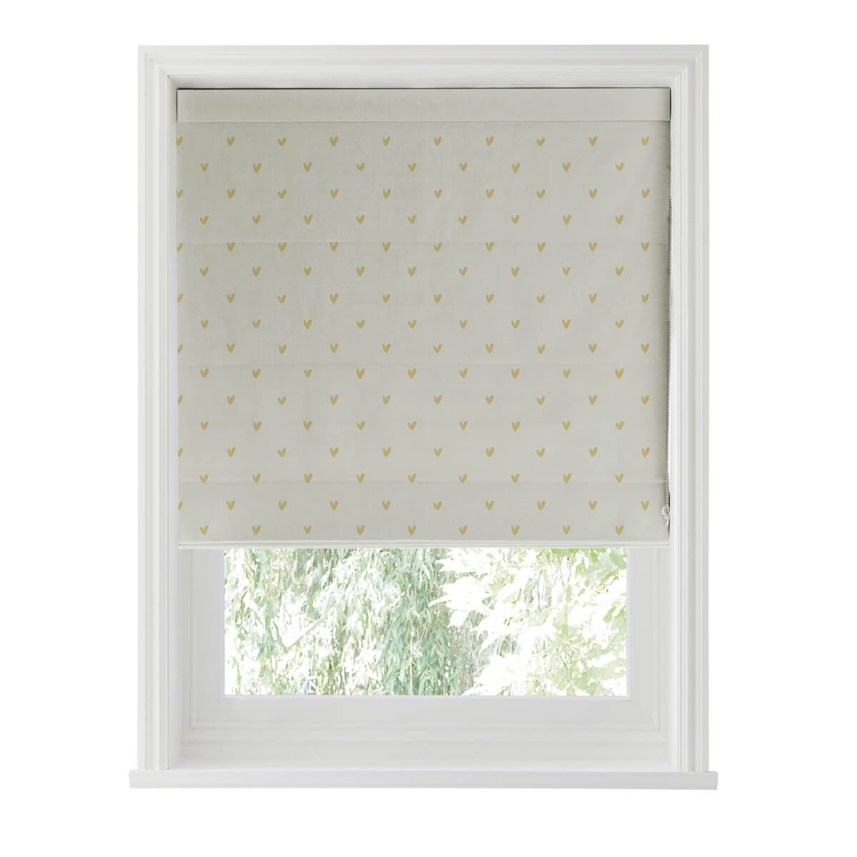 Hearts Soft Mustard Curtains/Roman Blind Sample
