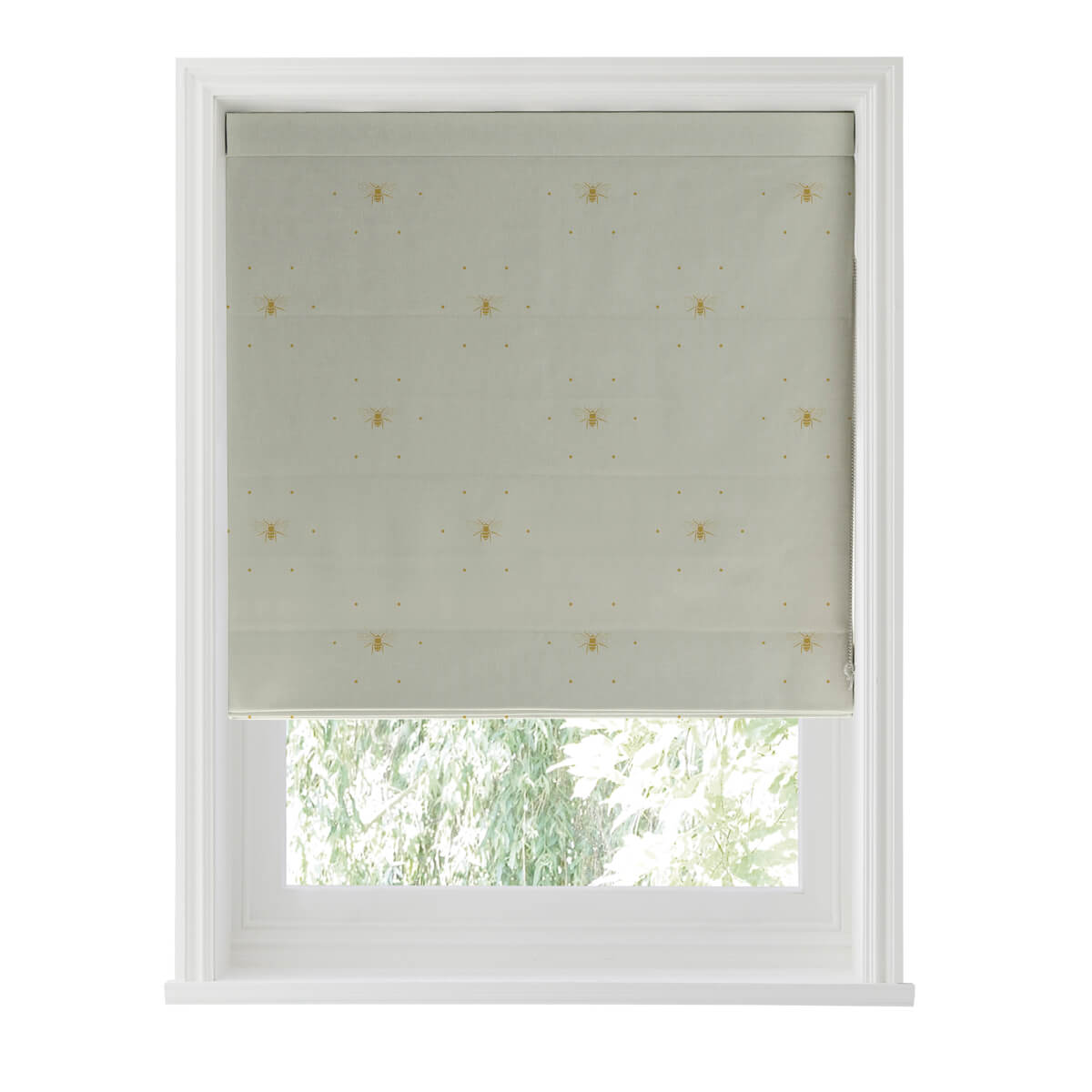 Bees Ochre Curtains/Roman Blind Sample