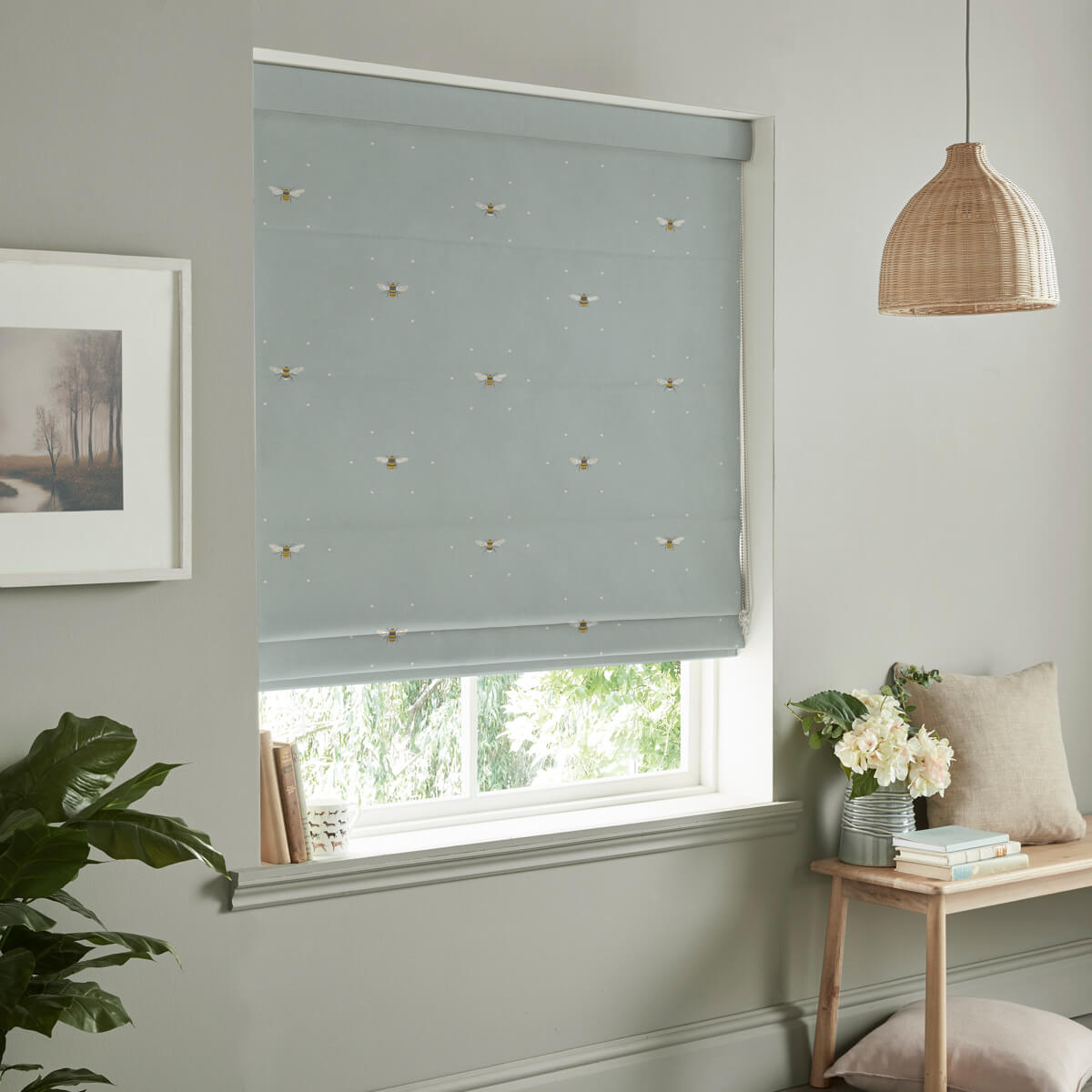 Bees Sky Made to Measure Roman Blind