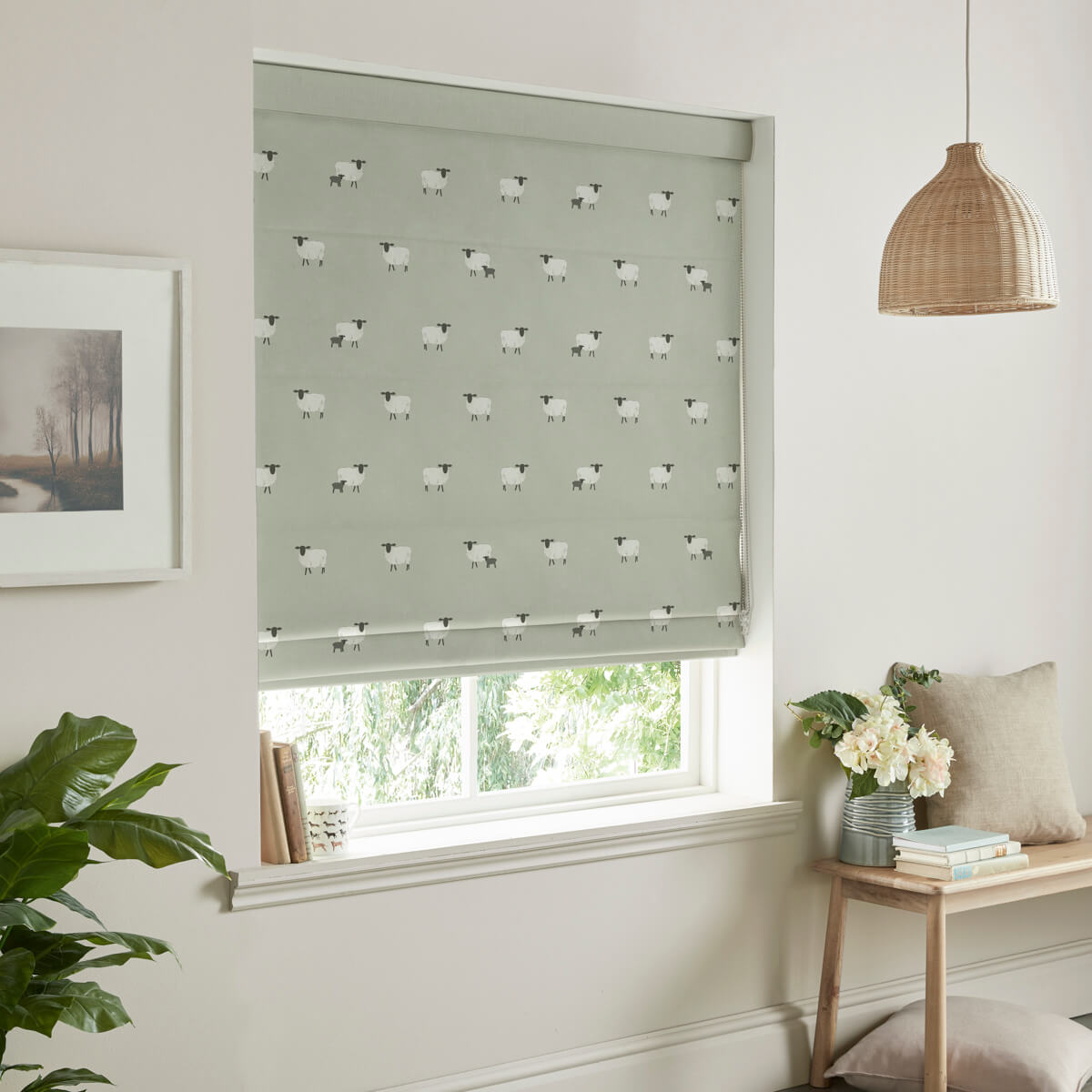 Sheep Sage Curtains/Roman Blind Sample