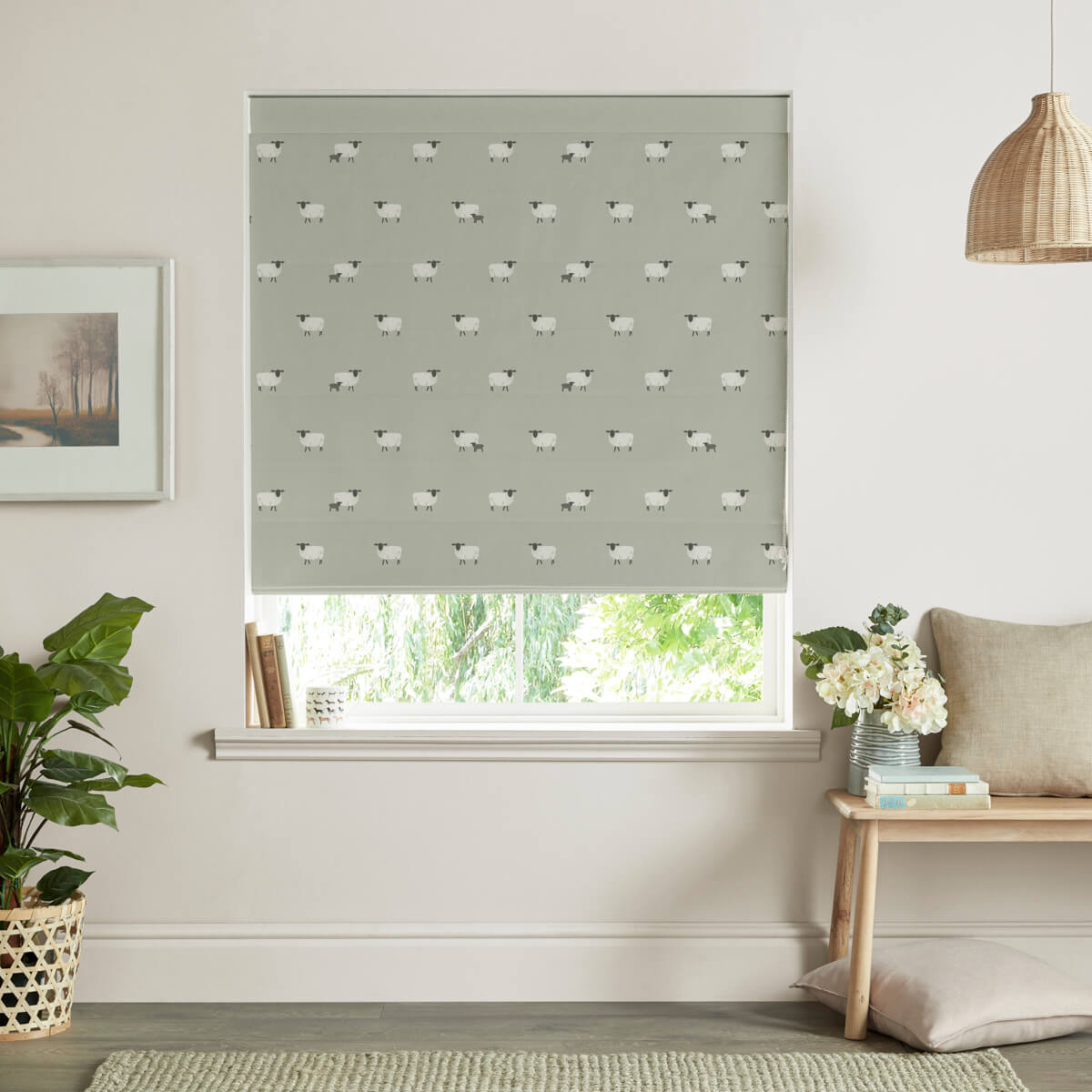 Sheep Sage Curtains/Roman Blind Sample