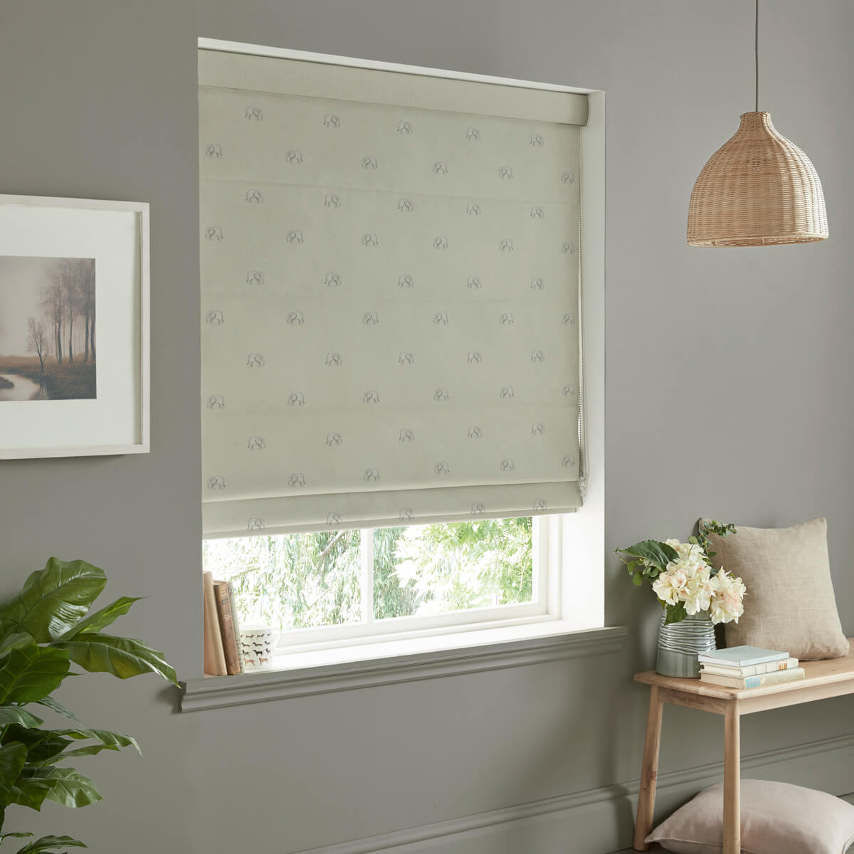 Elephant Linen Curtains/Roman Blind Sample
