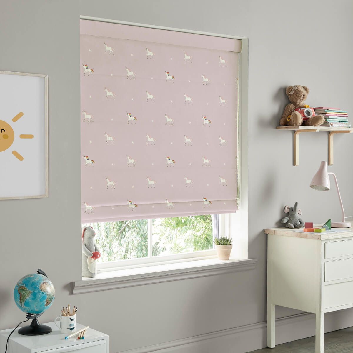 Unicorn Soft Pink Curtains/Roman Blind Sample