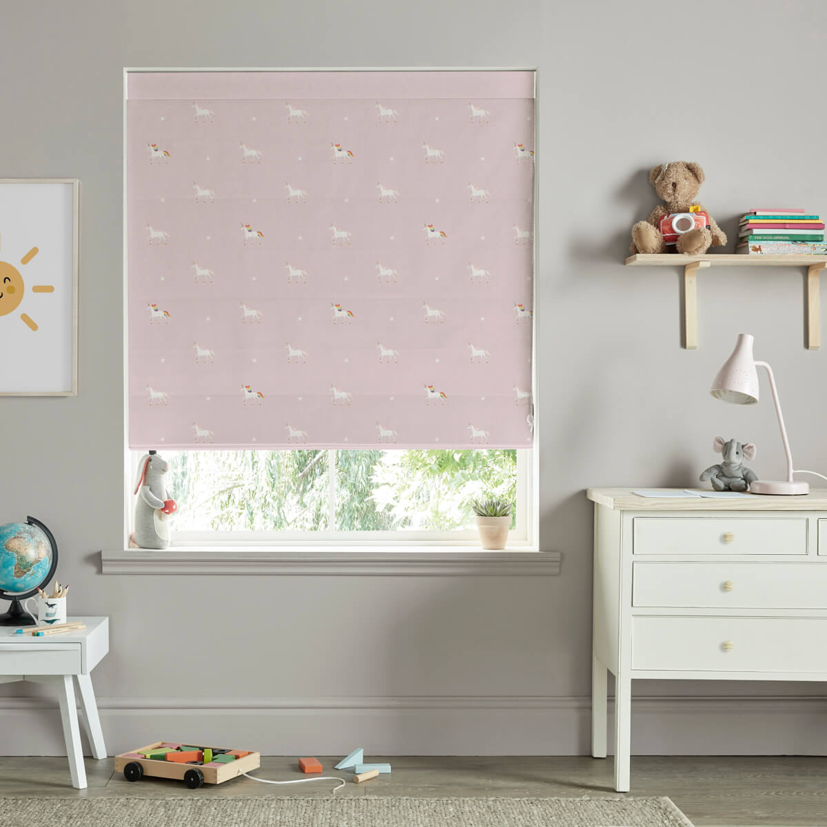 Unicorn Soft Pink Curtains/Roman Blind Sample