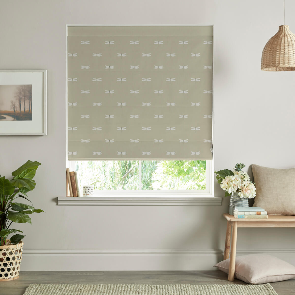 Dragonfly Sand Curtains/Roman Blind Sample