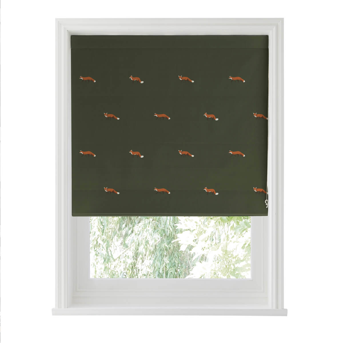 Foxes Forest Green Curtains/Roman Blind Sample
