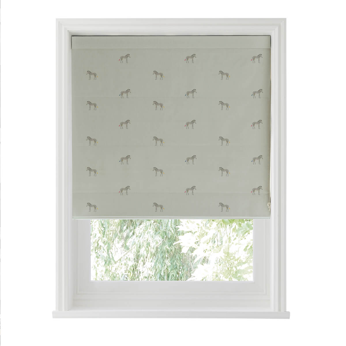 Zebra Soft Grey Blue Curtains/Roman Blind Sample