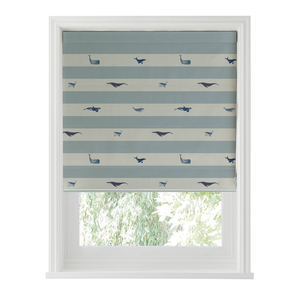 Whales Deep Duck Egg Curtains/Roman Blind Sample
