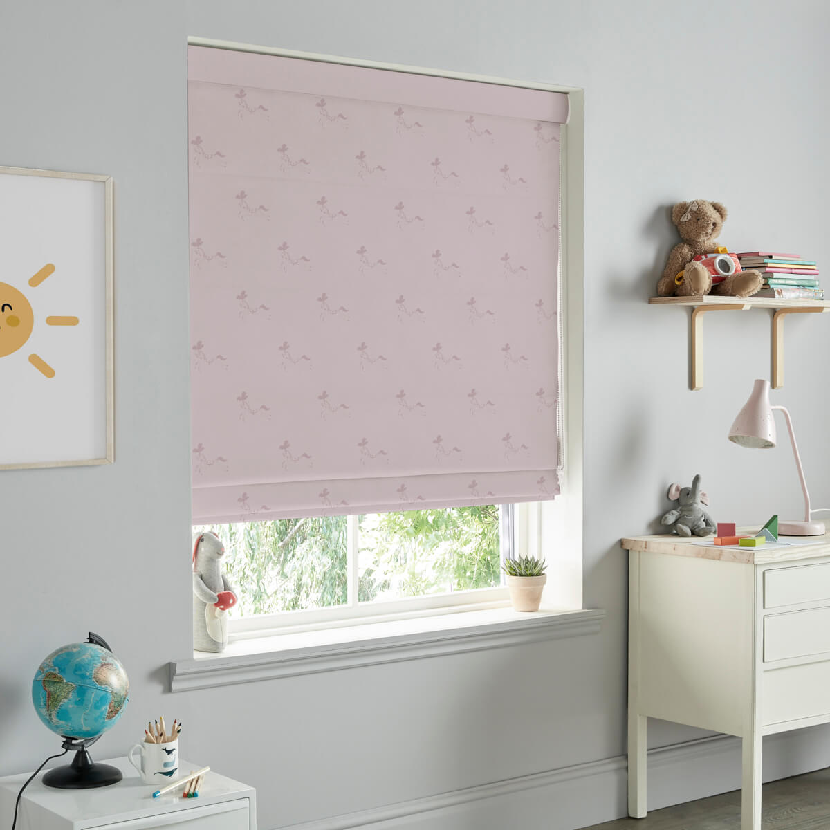 Fairground Ponies Blush Curtains/Roman Blind Sample