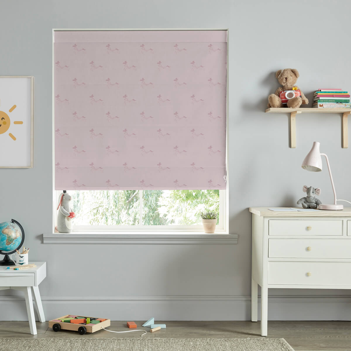 Fairground Ponies Blush Curtains/Roman Blind Sample