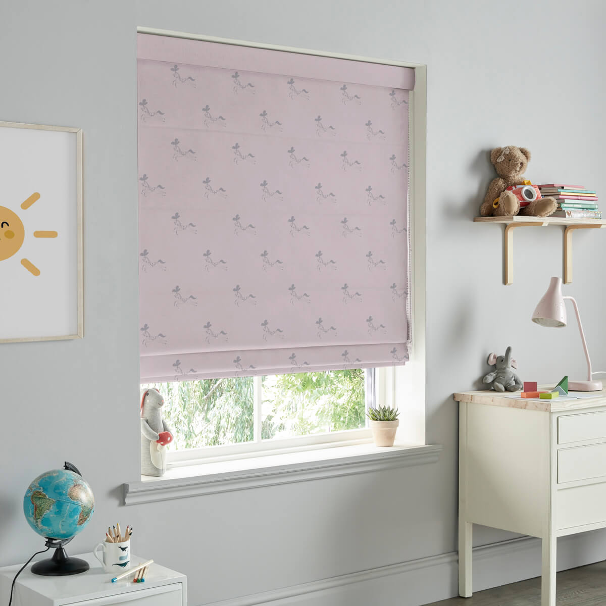 Fairground Ponies Soft Pink Made to Measure Roman Blind