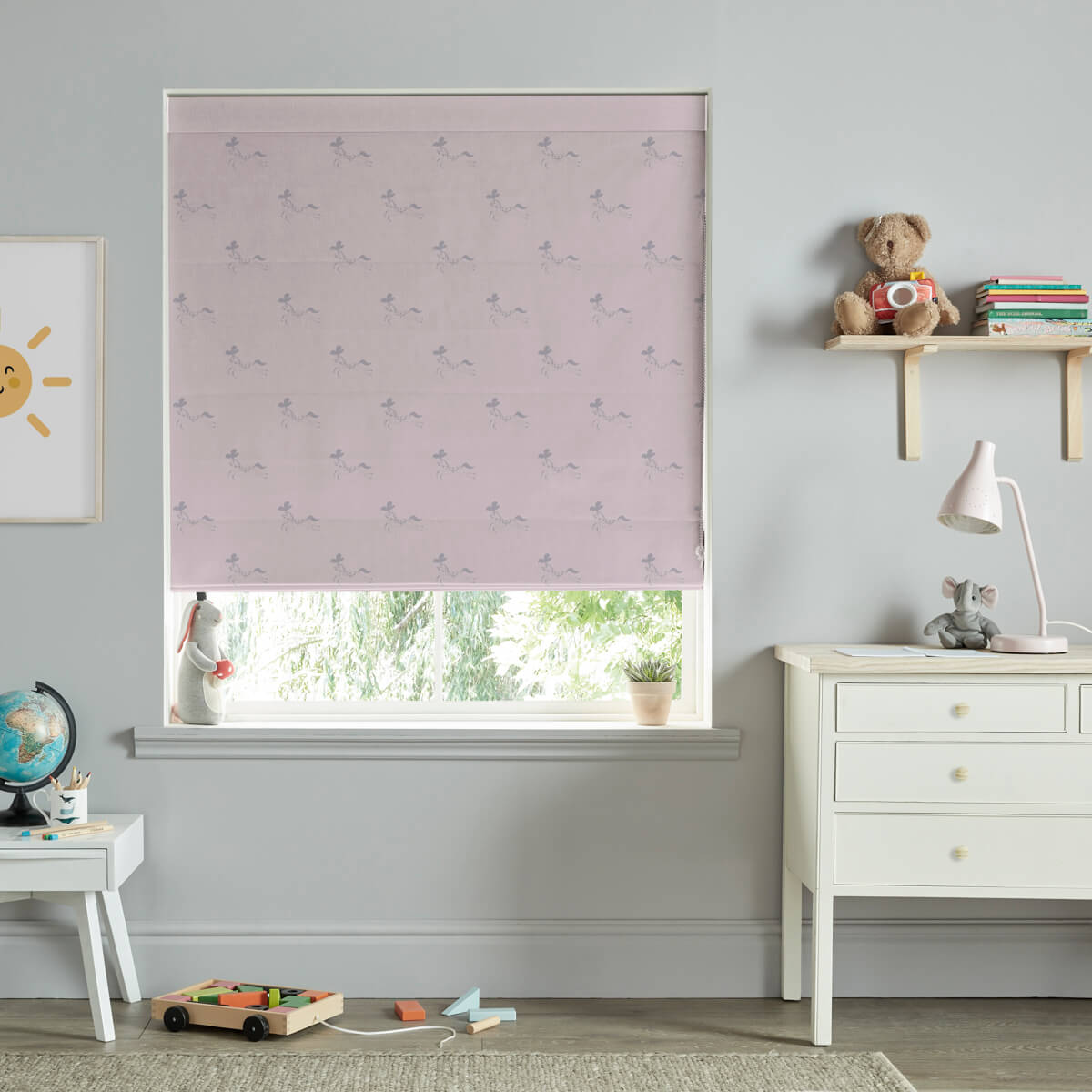 Fairground Ponies Soft Pink Made to Measure Roman Blind