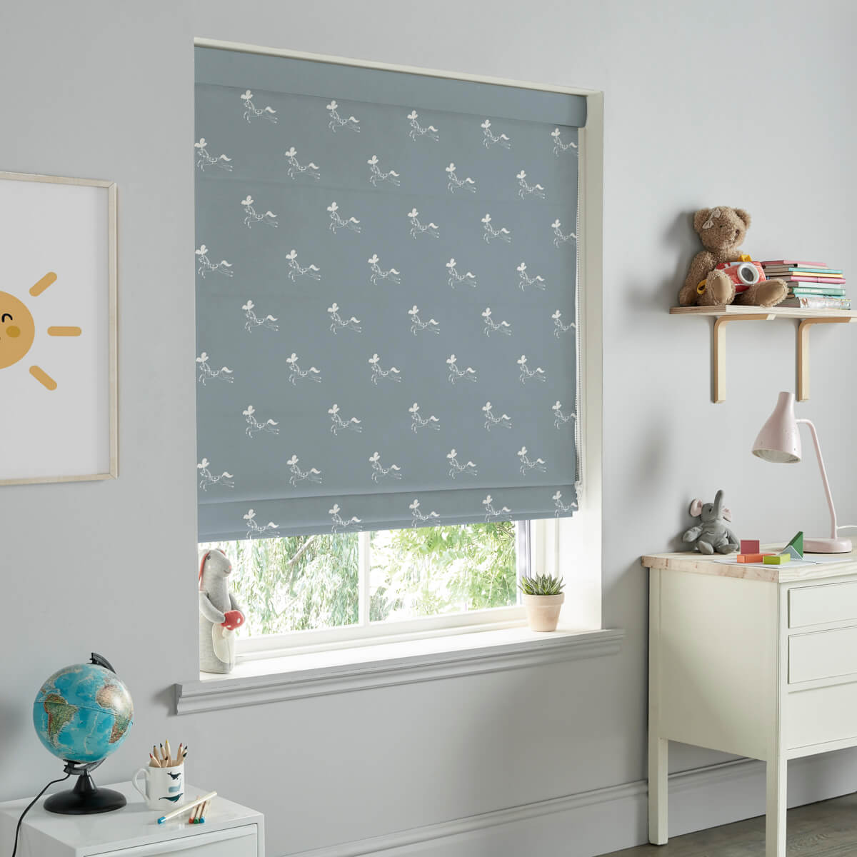 Fairground Ponies Teal Made to Measure Roman Blind