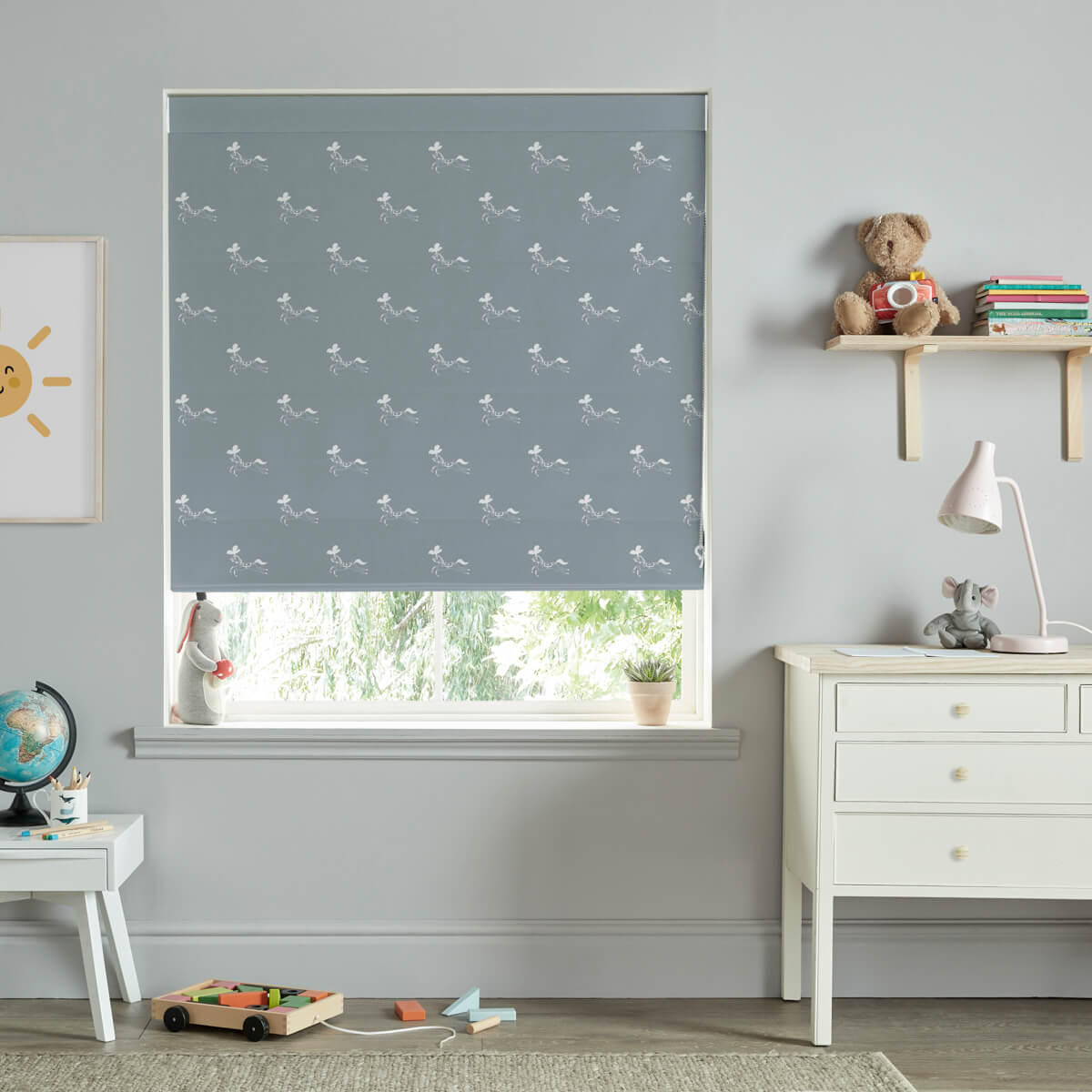 Fairground Ponies Teal Made to Measure Roman Blind