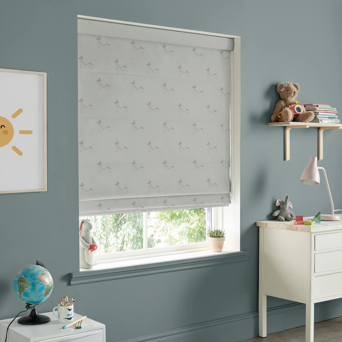 Fairground Ponies Warm Grey Made to Measure Roman Blind